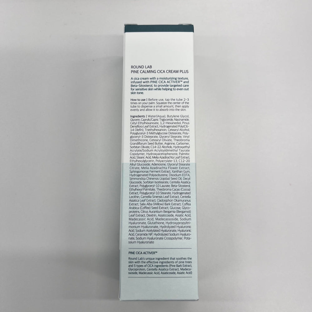 ROUND LAB Pine Cica Calming Cream Plus sunlit shot suggests everyday blemish care possibilities.