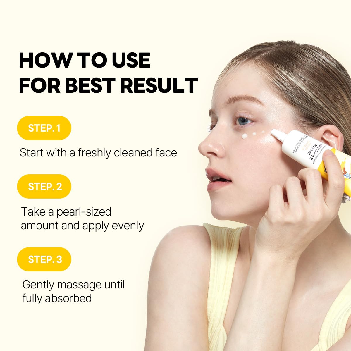 Ingredient icons feature tranexamic acid, glutathione, and bisabolol