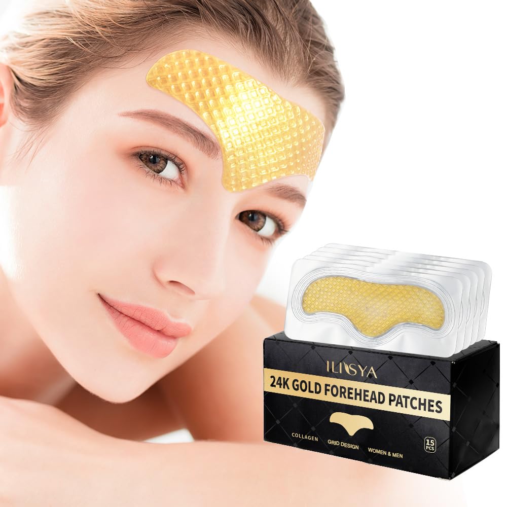 ROUSE 24K gold forehead patches in packaging with premium skincare benefits