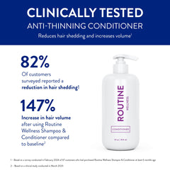 Routine Wellness conditioner hand application showing detangling and smoothness benefits