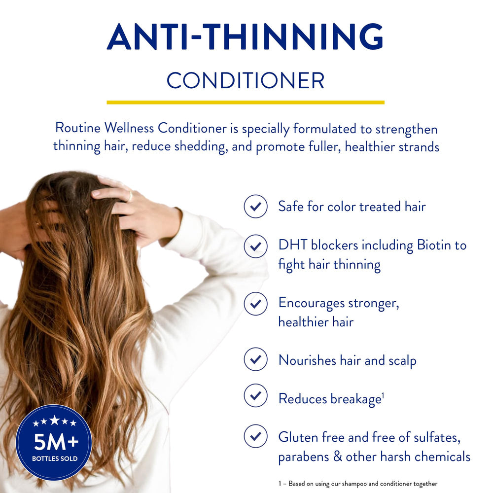 Routine Wellness conditioner bottle label close-up with plant-based ingredients