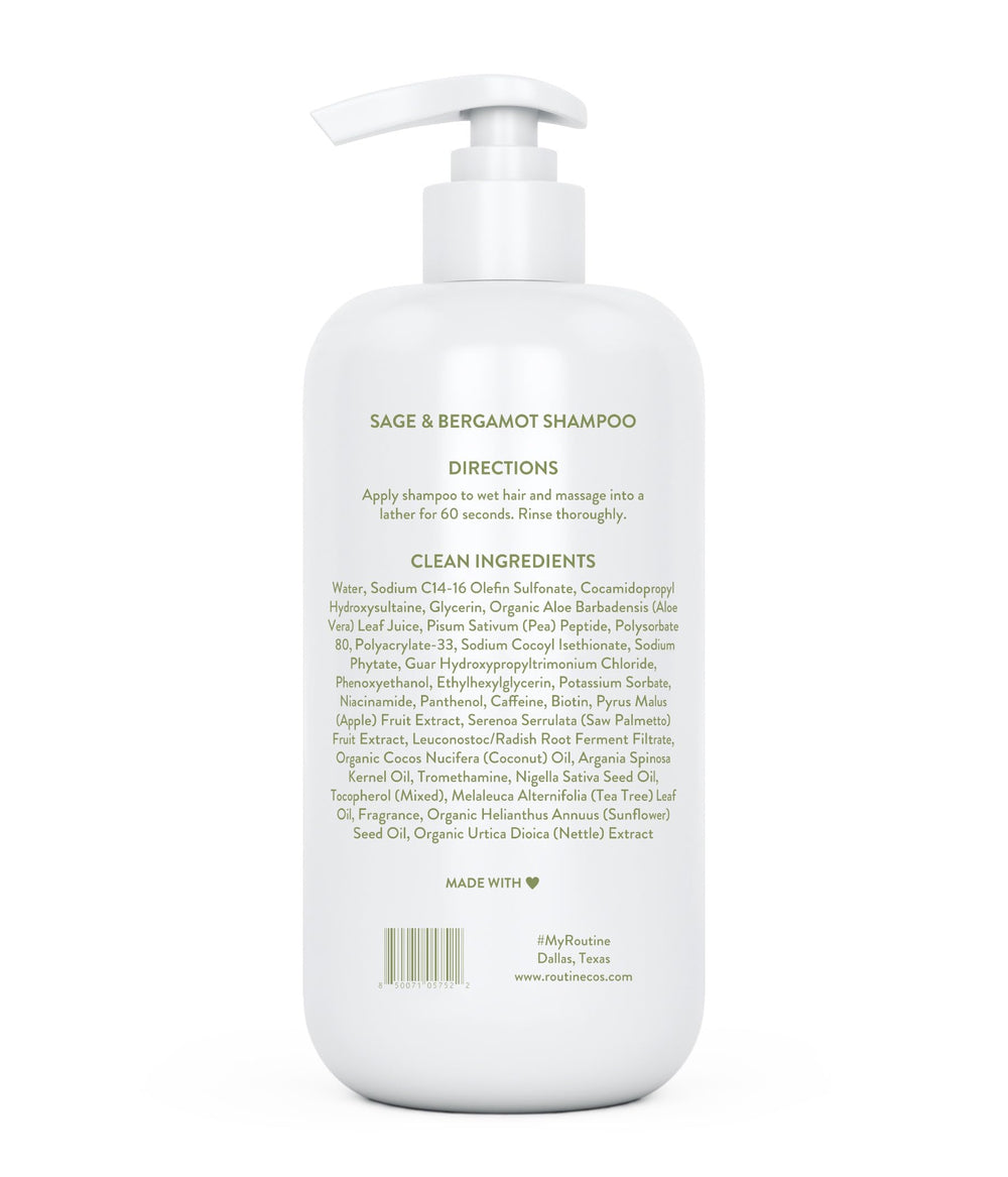 Routine Wellness Anti-Thinning Shampoo hair care routine image suggests fuller-looking results.