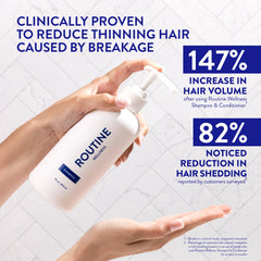 Routine Wellness anti-thinning shampoo pump dispensing creamy lather for color-safe cleansing