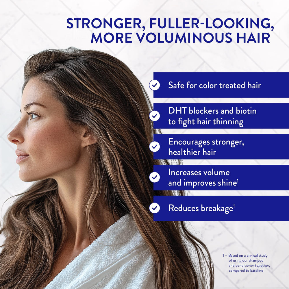 Routine Wellness conditioner bottle pour for smoother, shinier hair.