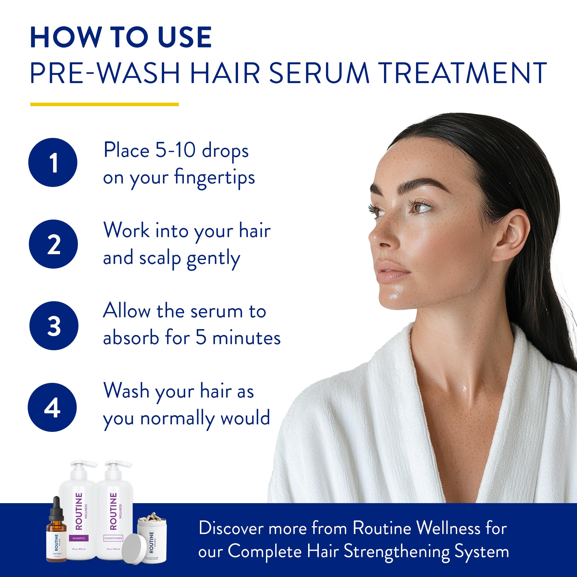 Routine Wellness serum dropper applying serum to scalp for targeted nourishment