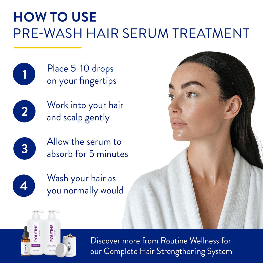Routine Wellness serum dropper applying serum to scalp for targeted nourishment