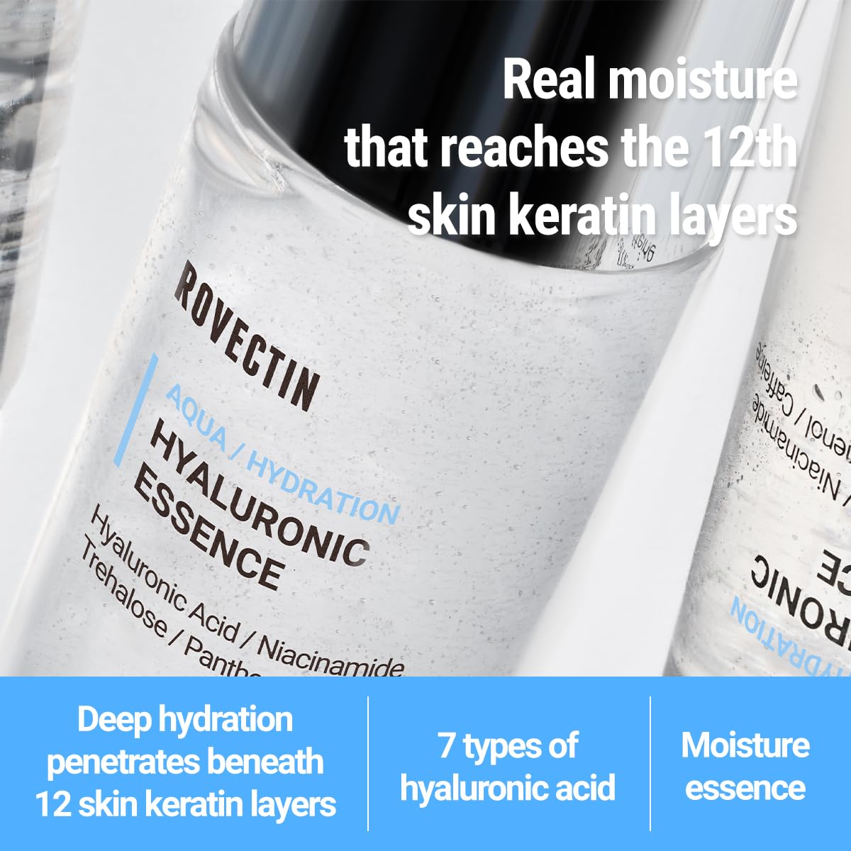 ROVECTIN Aqua Hyaluronic Essence pump enables easy, mess-free daily application and consistent dosing