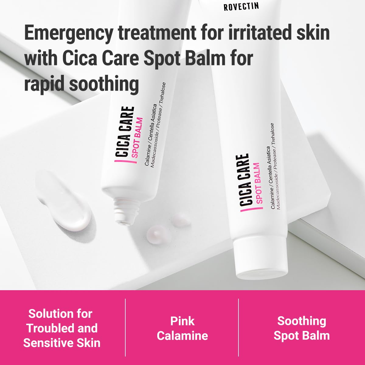 ROVECTIN Cica Care Face Balm texture shown for gentle application on sensitive skin