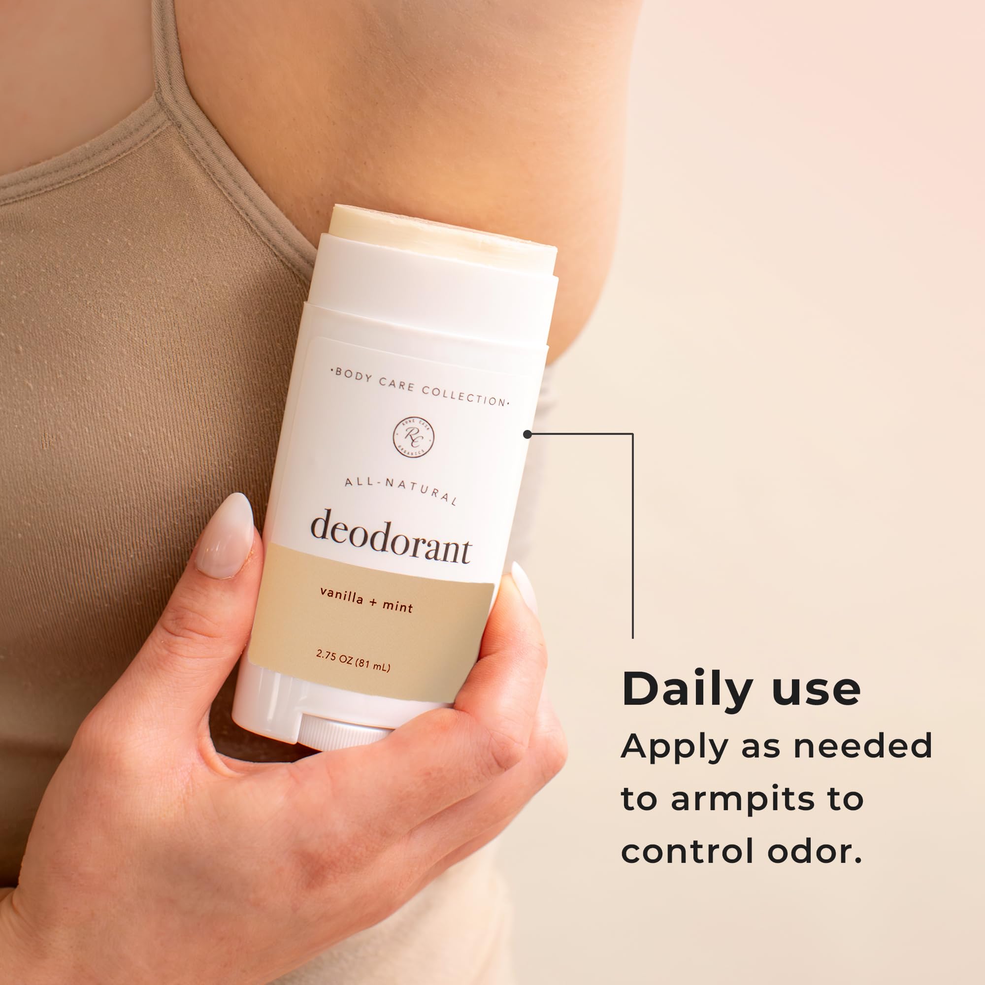 Rowe Casa Organics Vanilla and Mint deodorant packaging emphasizes eco-friendly design.