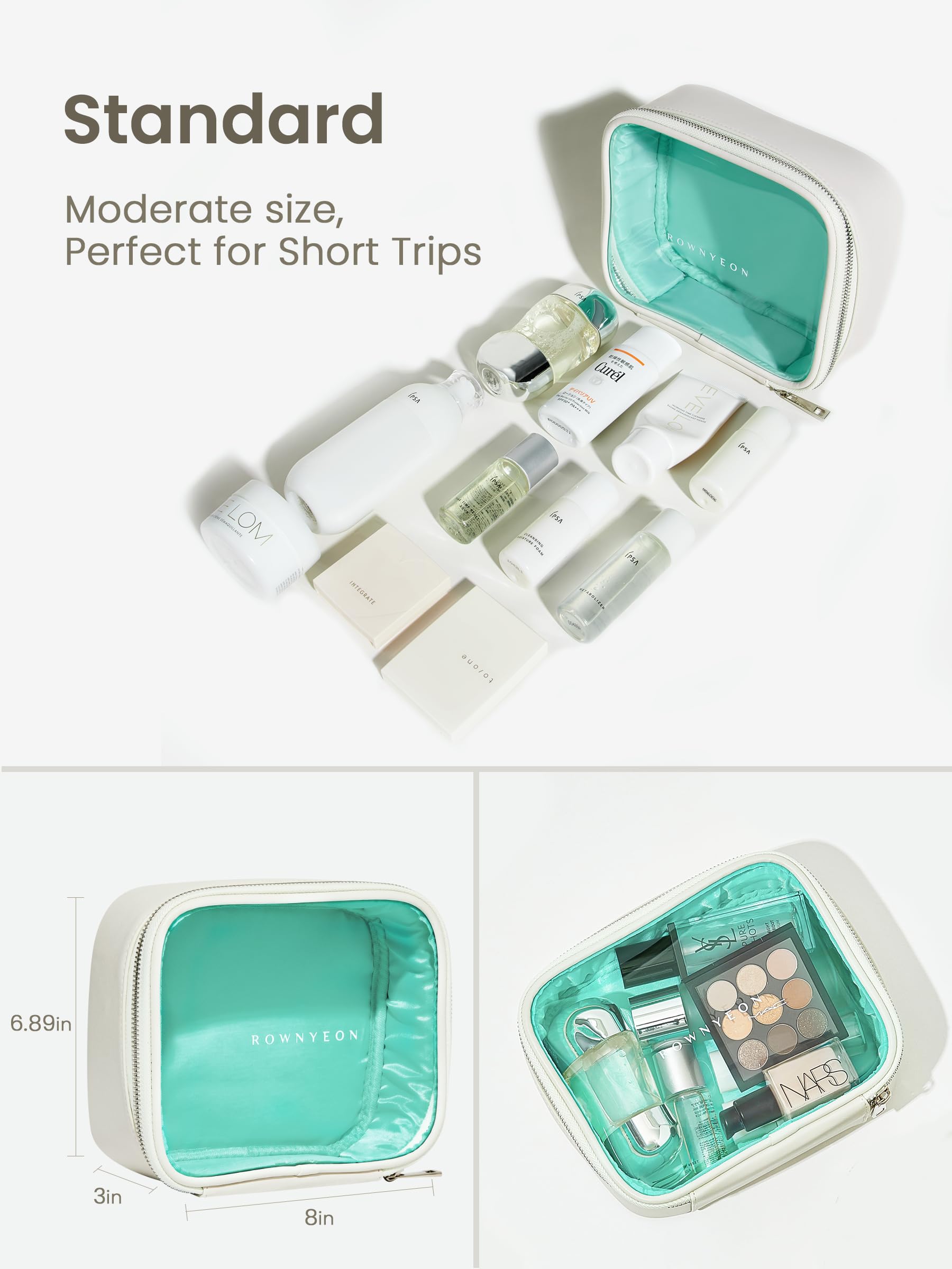 ROWNYEON smudge-proof PVC wipes clean from makeup and spills