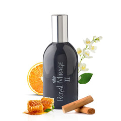 Royal Mirage II bottle front showcases a citrus-honey blend for daytime elegance.