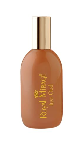 Royal Mirage Just Oud bottle side view showing sleek design and versatility for daily use