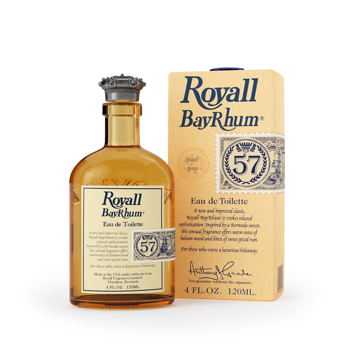 Royall BayRhum ’57 bottle with classic bay rum scent for daily wear.