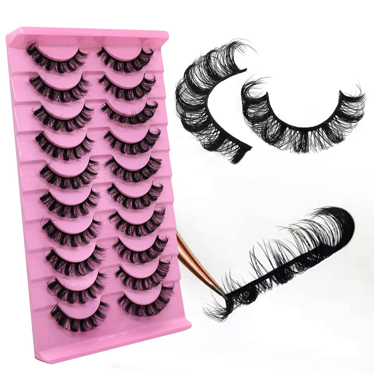 royaomis 10pairs 3d russian strip lashes dd curl—bold definition for daily dramatic eyes.