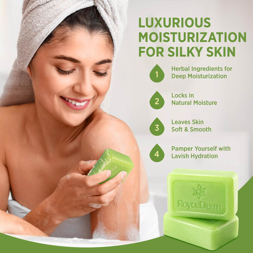 RoyceDerm bar soap designed for both face and body cleansing.