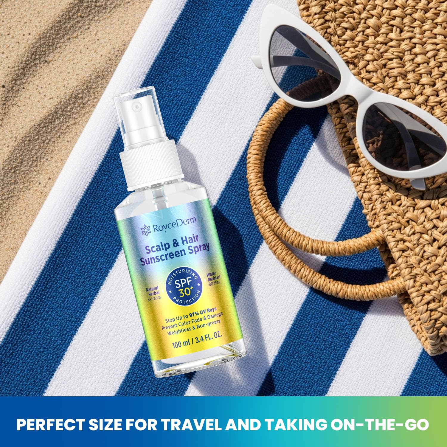 Roycederm sun care ready for outdoor activities at beach or pool.