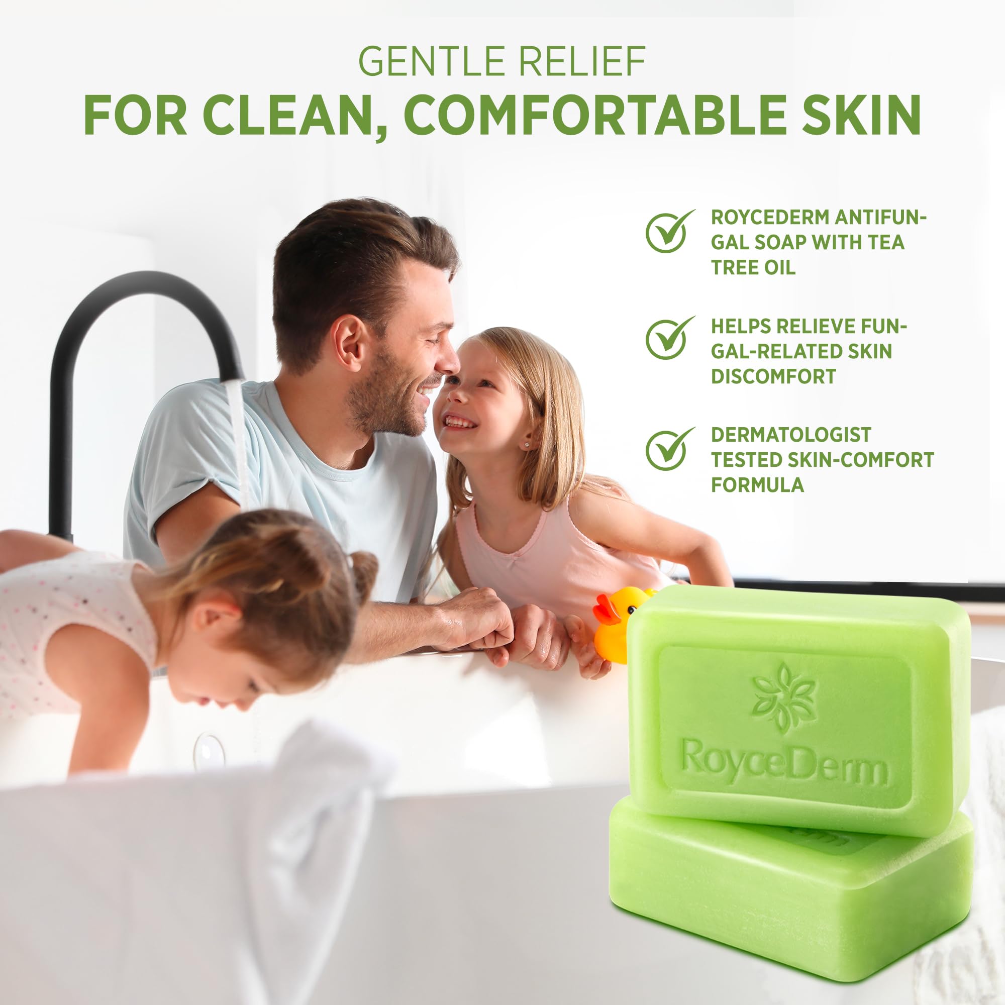 RoyceDerm bar with 1% clotrimazole for fungal skin care.