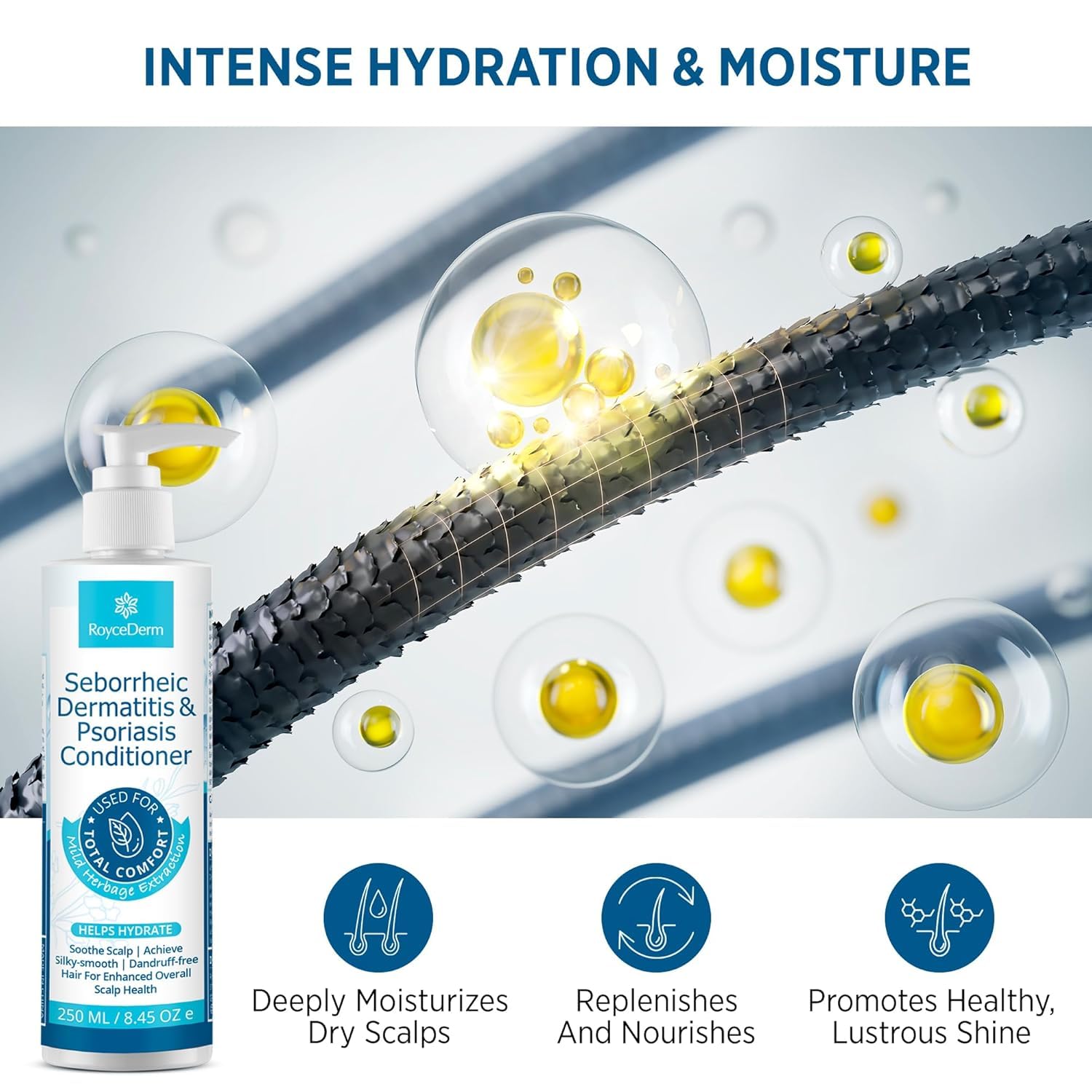 Roycederm conditioner lather captures cleansing action.