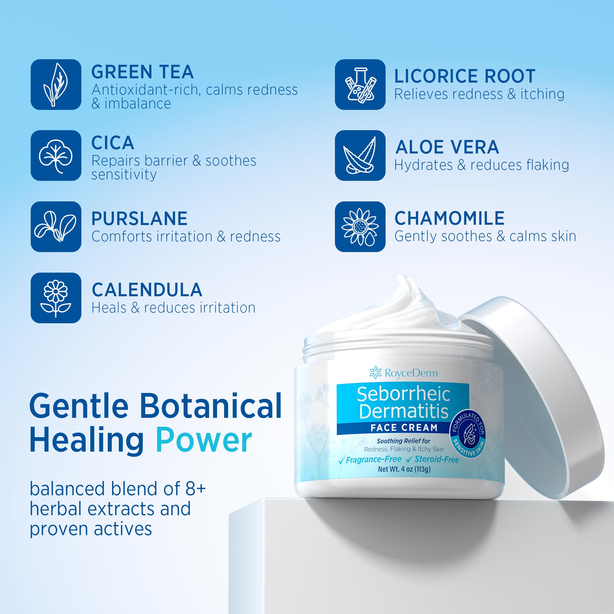Roycederm fragrance-free shampoo bottle for gentle scalp cleansing