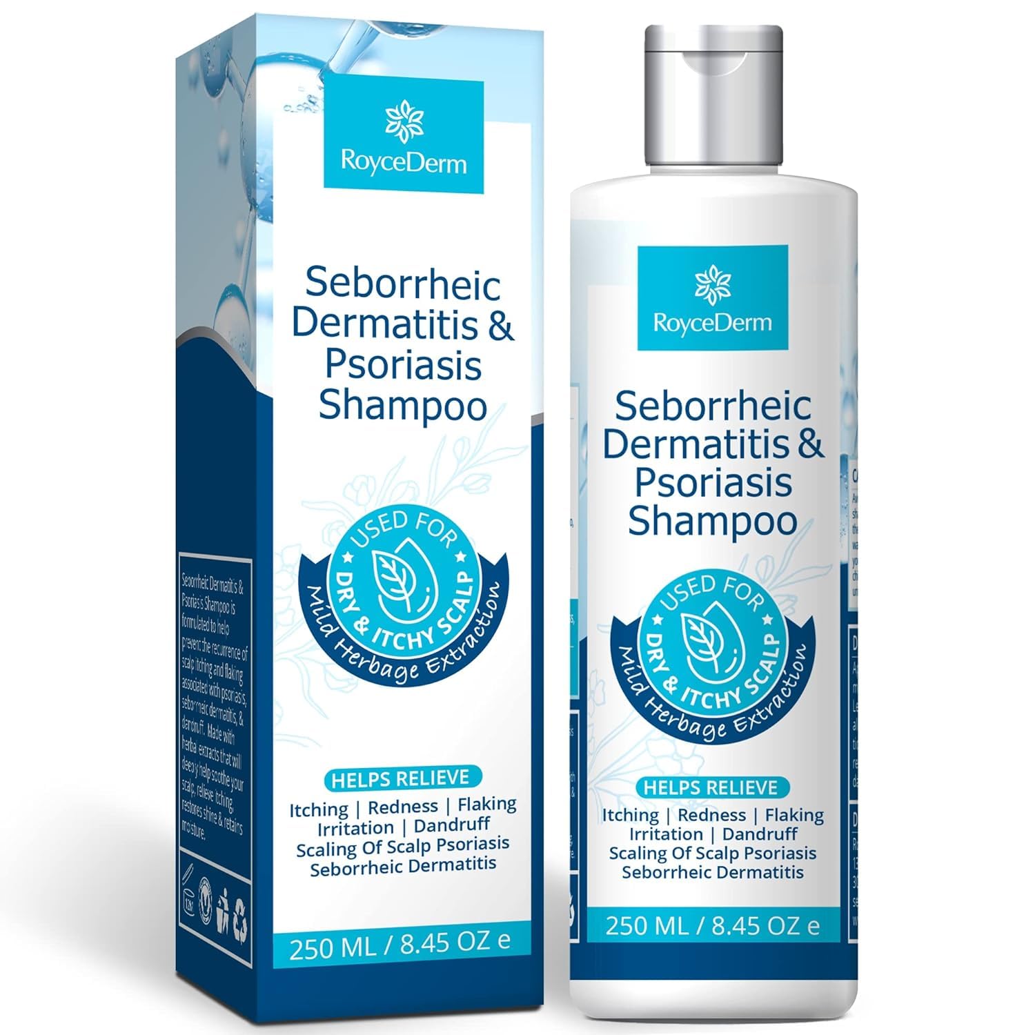Roycederm Psoriasis Shampoo bottle for convenient daily scalp care and relief