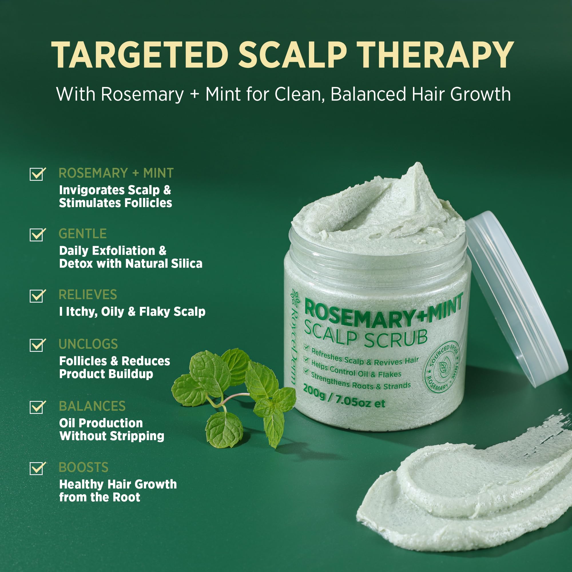 RoyceDerm exfoliating particles close-up showing gentle detox against buildup