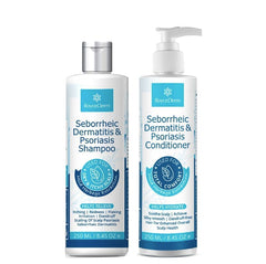 Roycederm shampoo bottle pour demonstrates easy, mess-free scalp treatment.