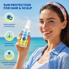 Roycederm waterproof sunscreen spray demonstrating 80-minute protection for swimming.