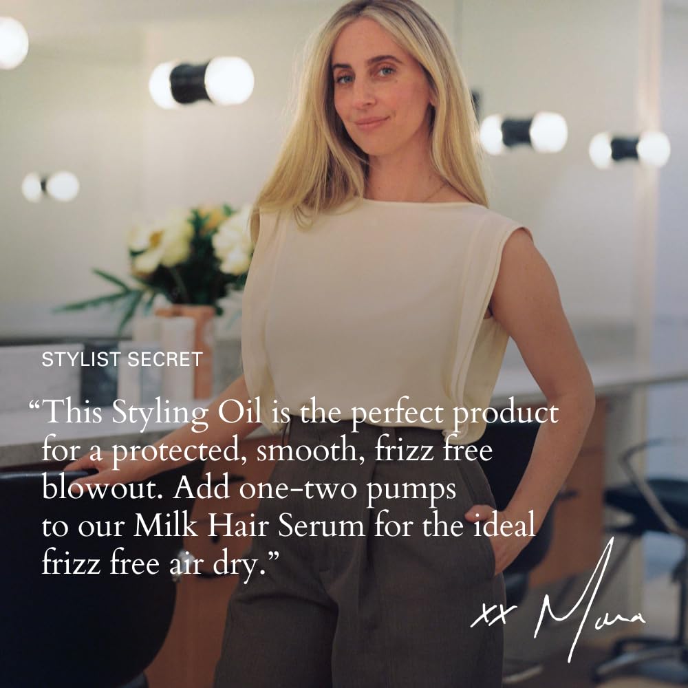 RŌZ Santa Lucia styling oil beside tools, foundation for daily styling.