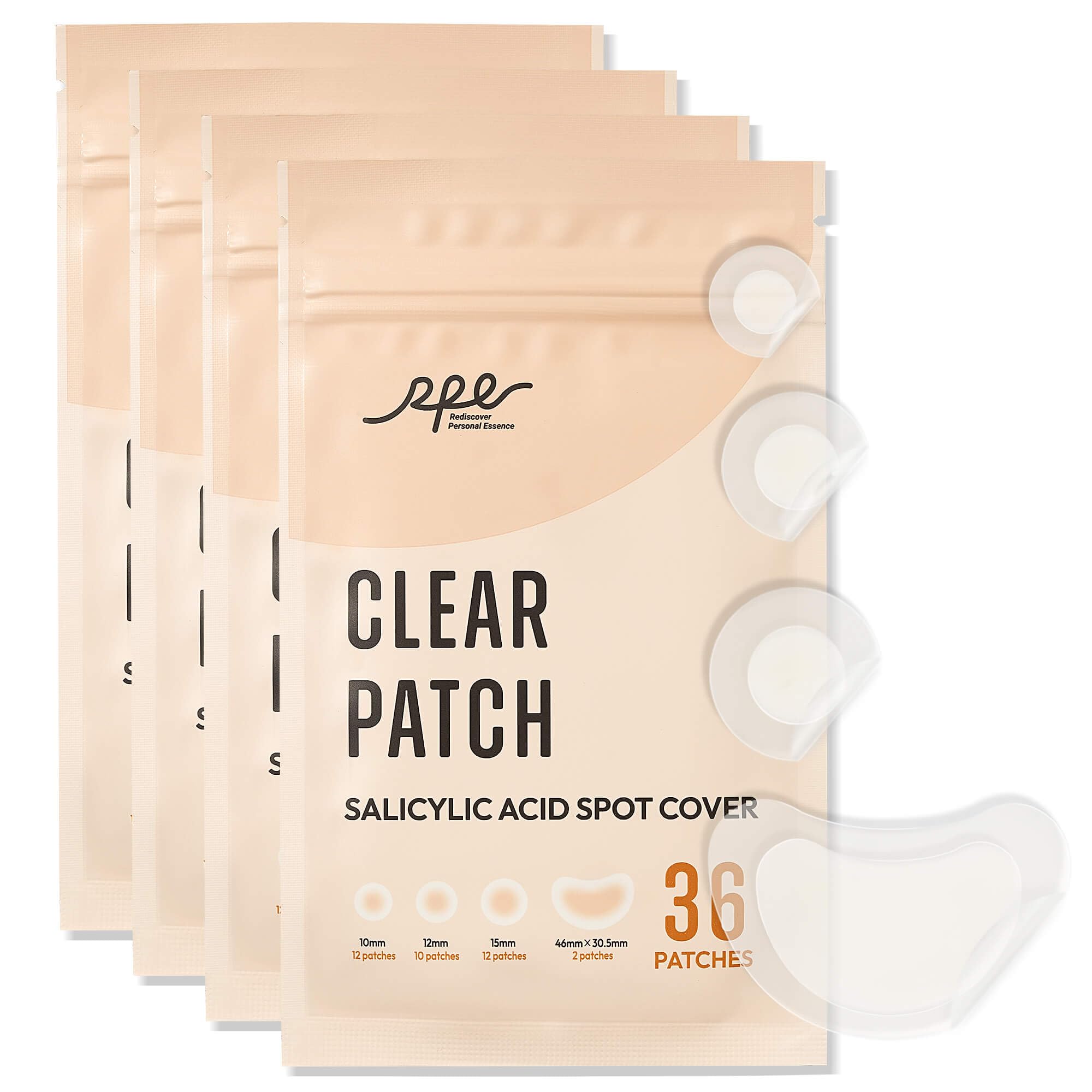 RPE Life invisible patch 10mm on skin for discreet blemish care.