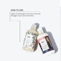 R+Co Dallas Biotin Thickening Shampoo lather close-up, creamy texture
