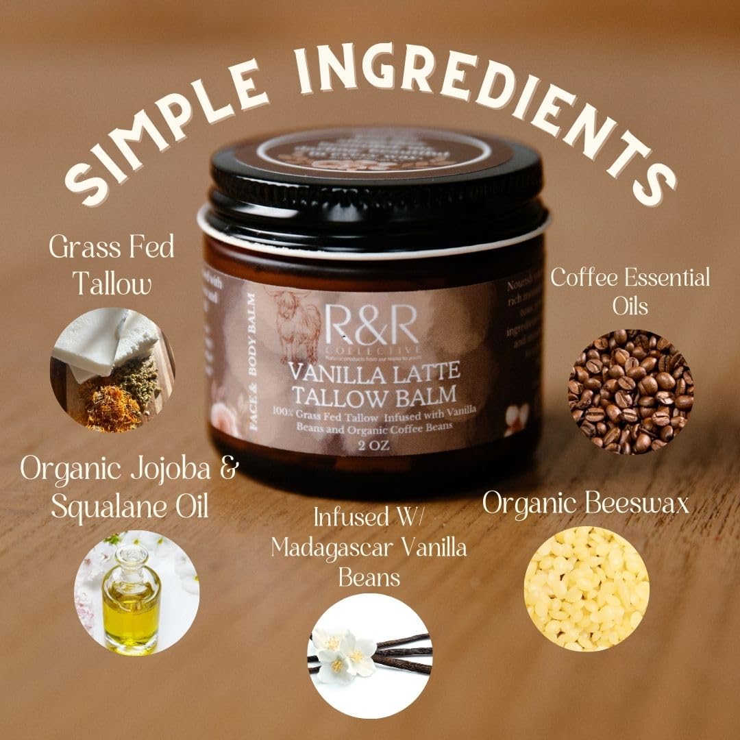 R&R Collective coffee-vanilla infused scent image evokes a comforting skincare moment.