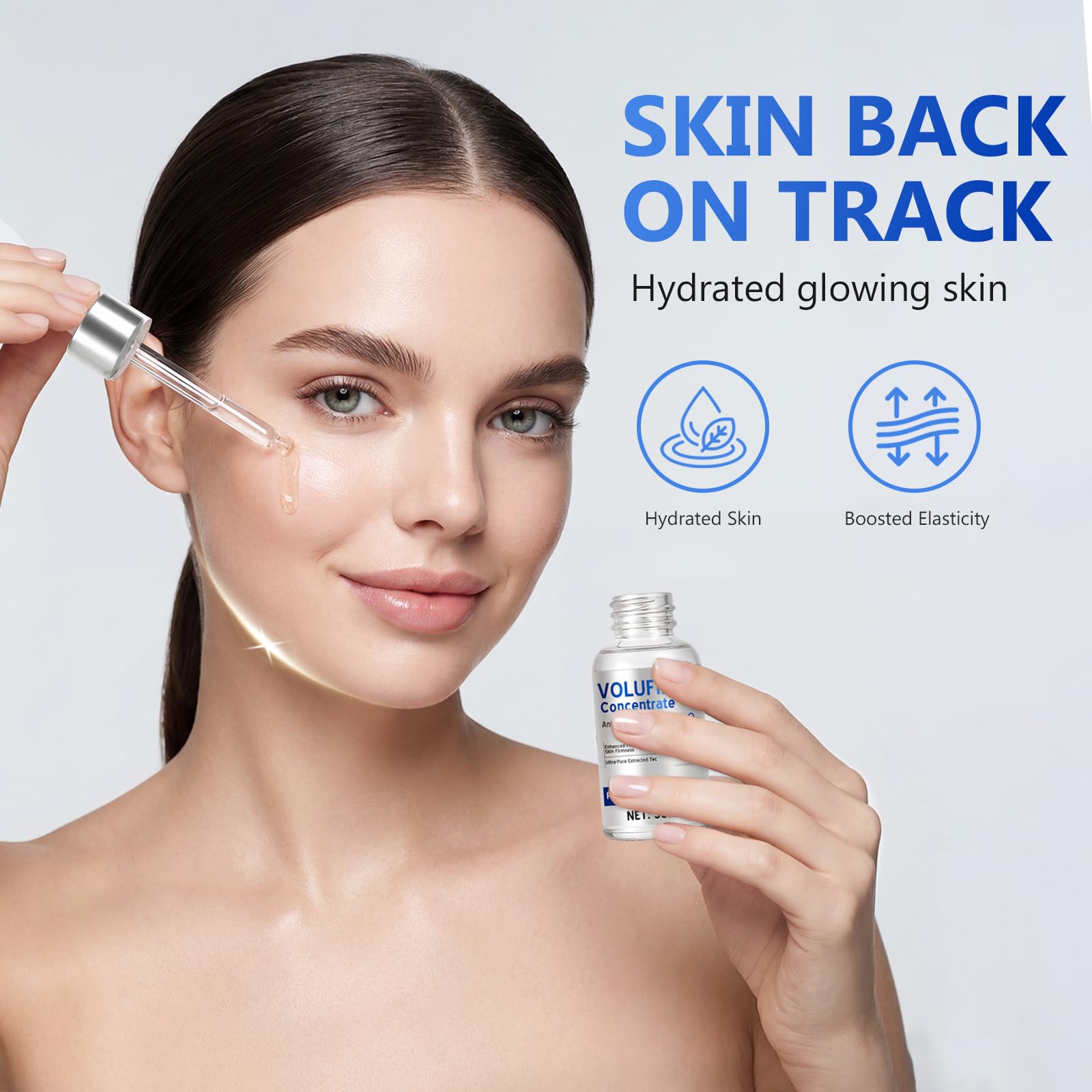 RSQQAV Volufiline Serum in hand for quick skincare routine
