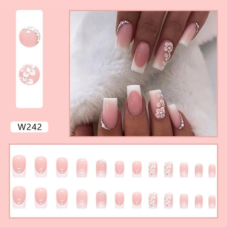 RTKHFZE glossy press-on nails with glue stickers for salon-like shine