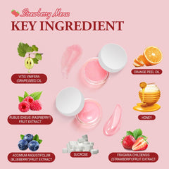 Ruahouine strawberry lip mask jar for overnight hydration and soft lips.