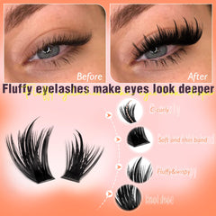 Ruairie 12-20mm cluster lashes with varied lengths for versatile looks.