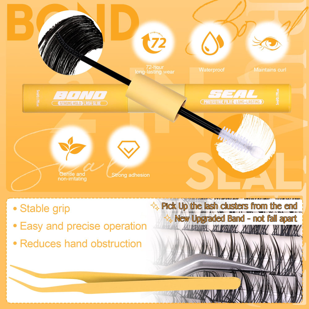 Ruairie 180pcs kit includes bond, seal, and tweezers for complete styling setup