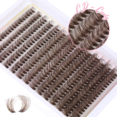 Ruairie d-curly brown lash clusters closeup – natural wispy texture for subtle enhancements.
