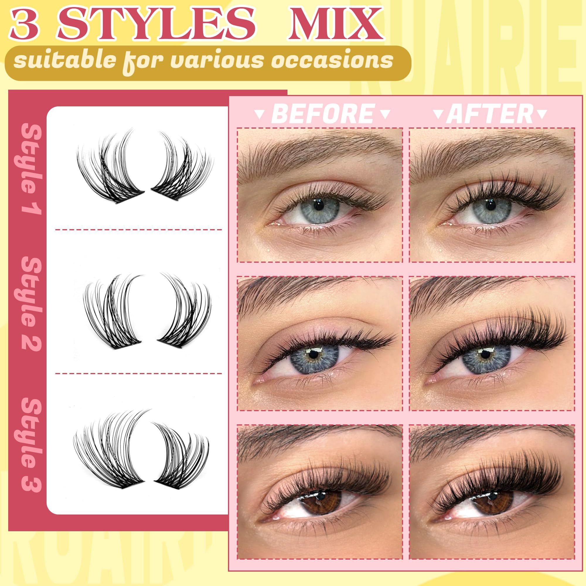 Ruairie lash clusters CD curly 10-16mm for bold, lifted drama