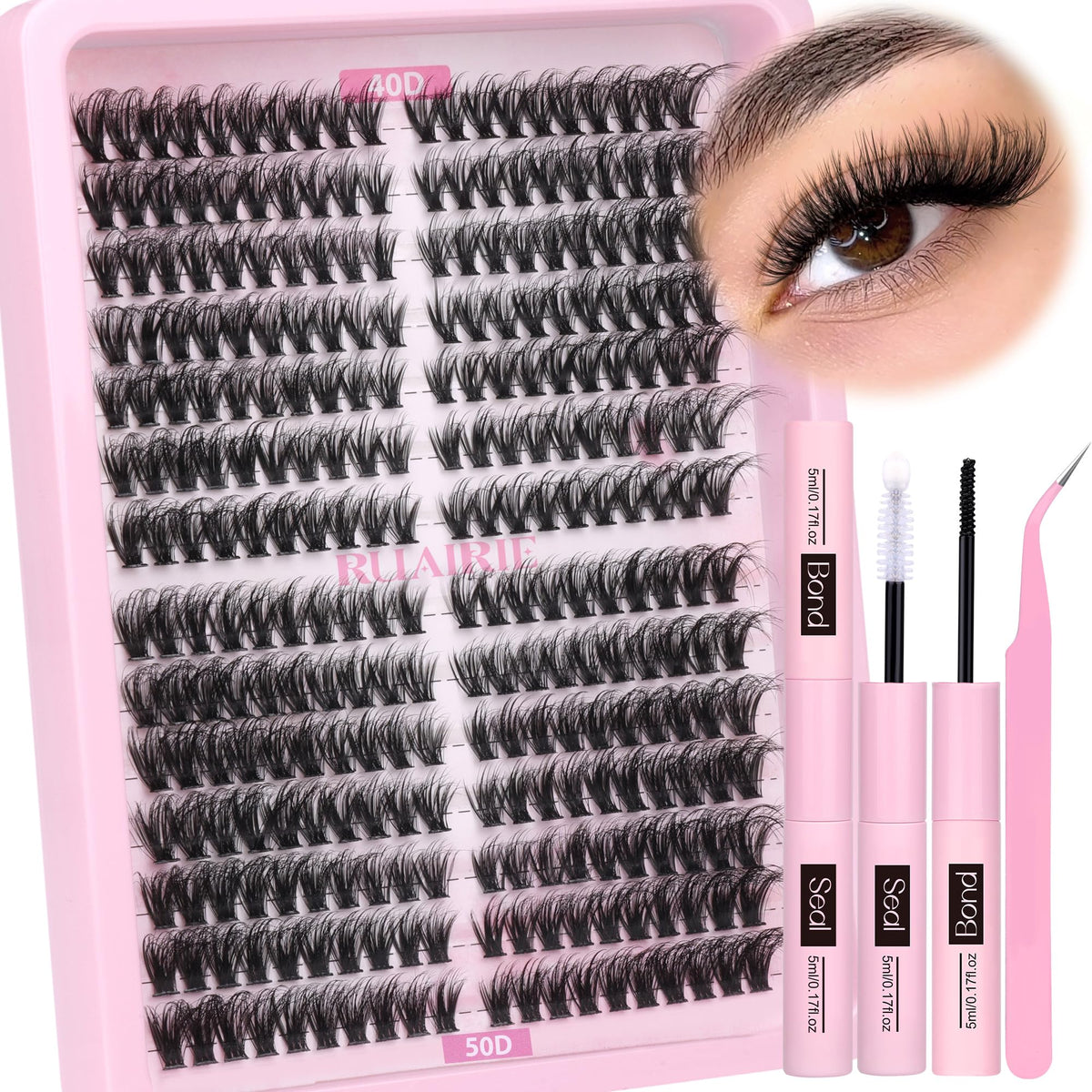 Ruairie lash clusters kit 280pcs for at-home DIY extensions