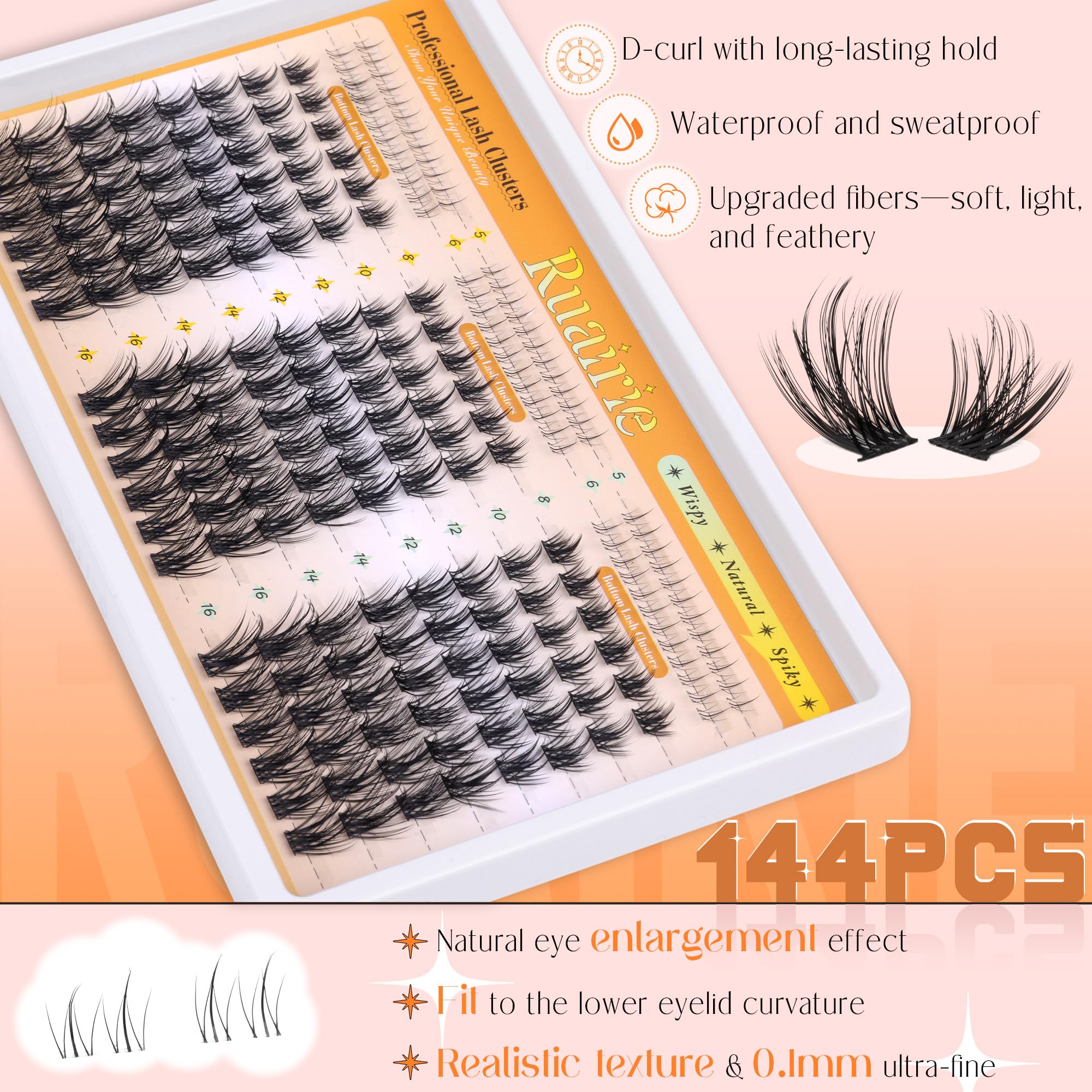 Ruairie Manga Lash Clusters 8–16 mm variation enables versatile styles.