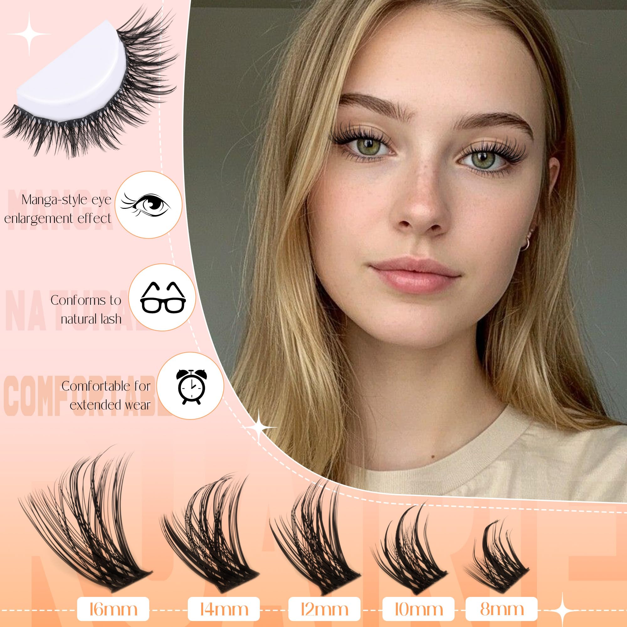 Ruairie Manga Lash Clusters C-curly lift with firm root support.