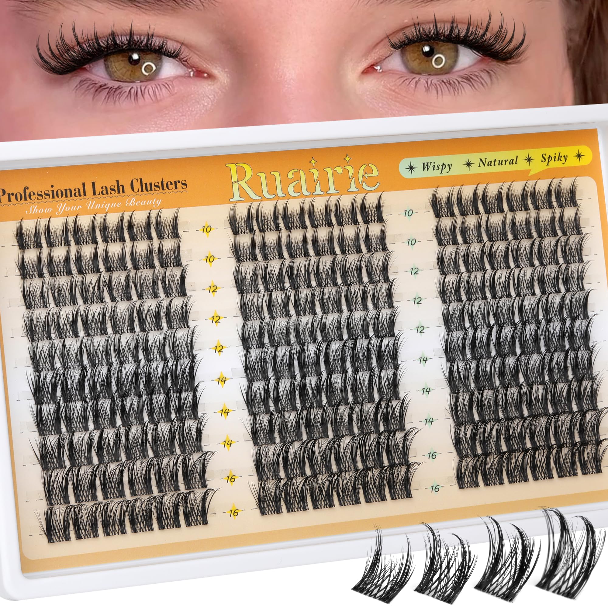 Ruairie Manga Lash Clusters design for clearly separated spikes that enhance eye appearance.