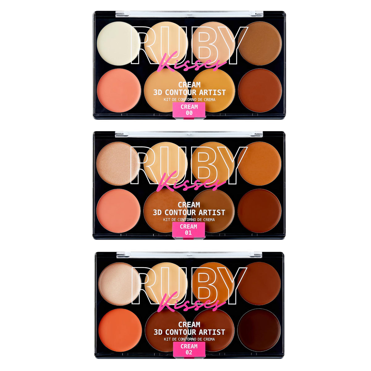 Ruby Kisses 3D Contour Artist Set light palette for natural sculpting.