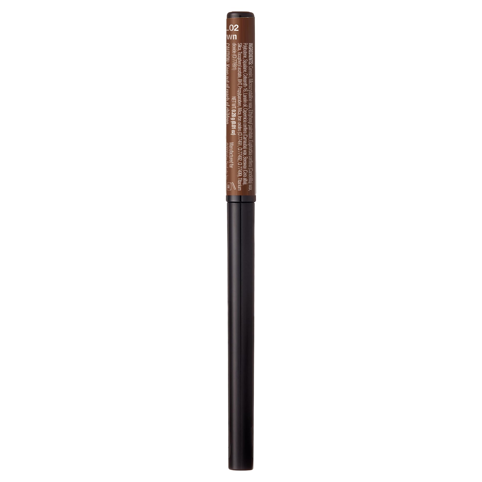 Ruby Kisses Auto Lip Liner Brown packaging display emphasizes premium, portable makeup tool.
