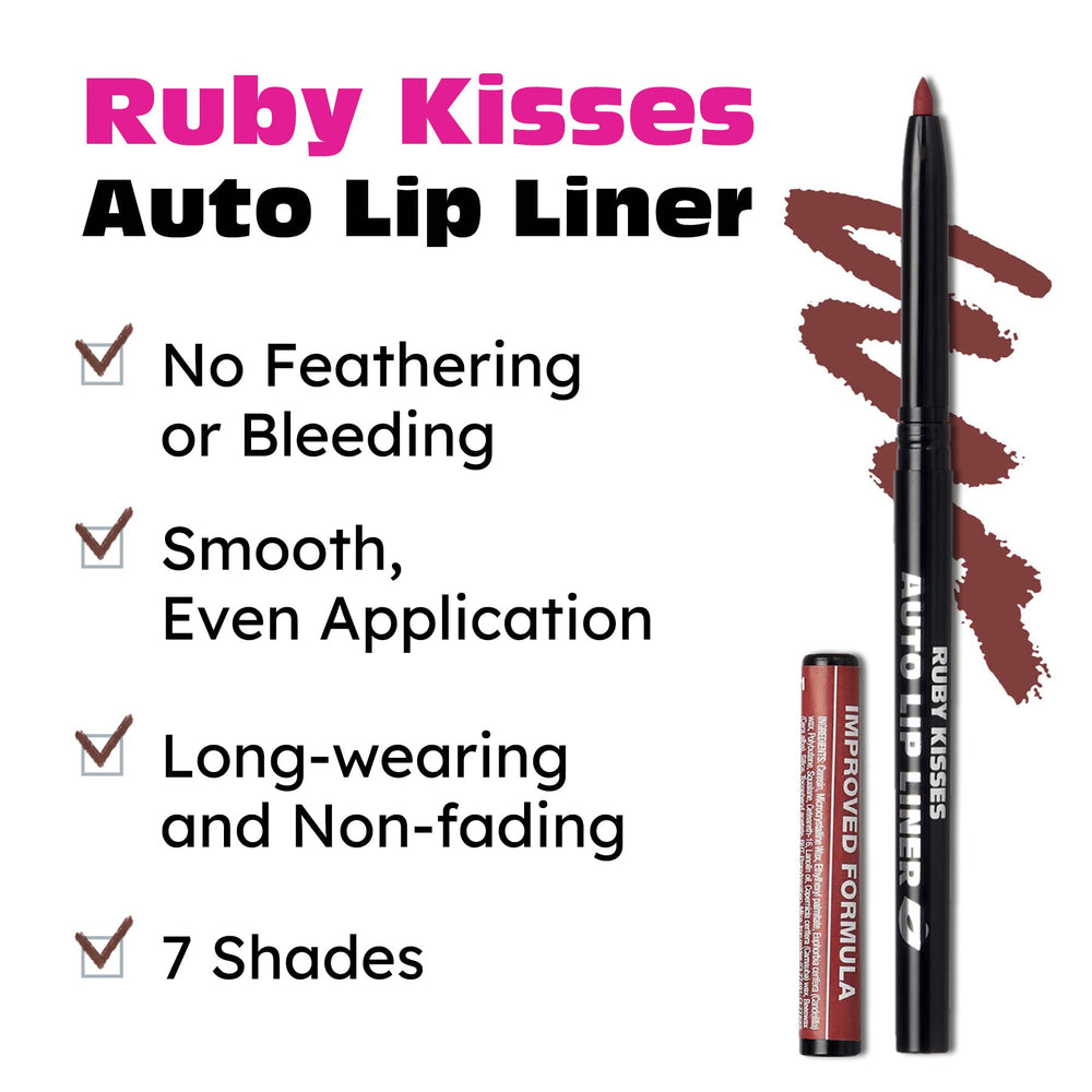 Ruby Kisses Auto Lip Liner Plum tip applied along edge for precise definition.
