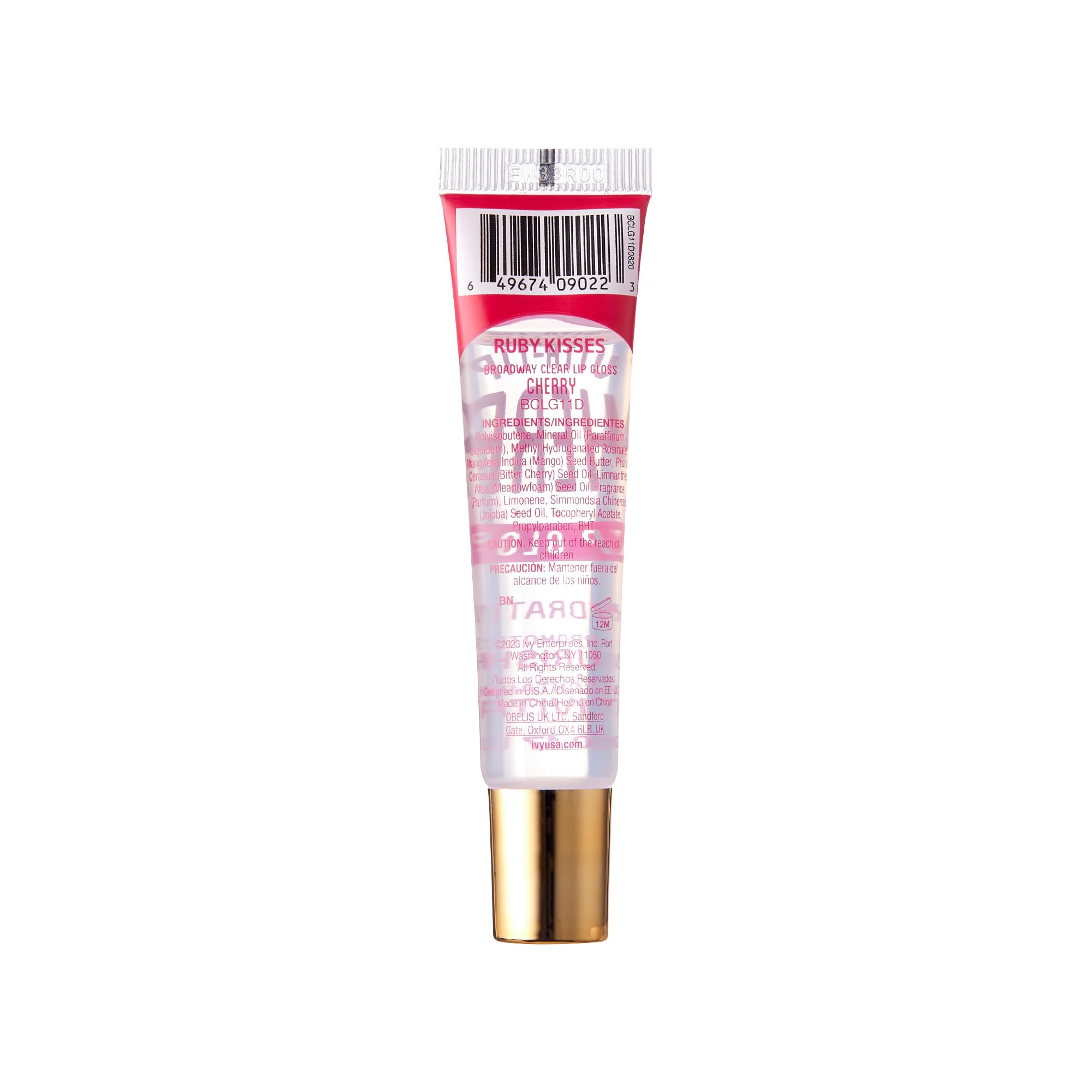 Ruby Kisses Broadway Vita-Lip Cherry gloss in gift pack highlights easy everyday glamour.
