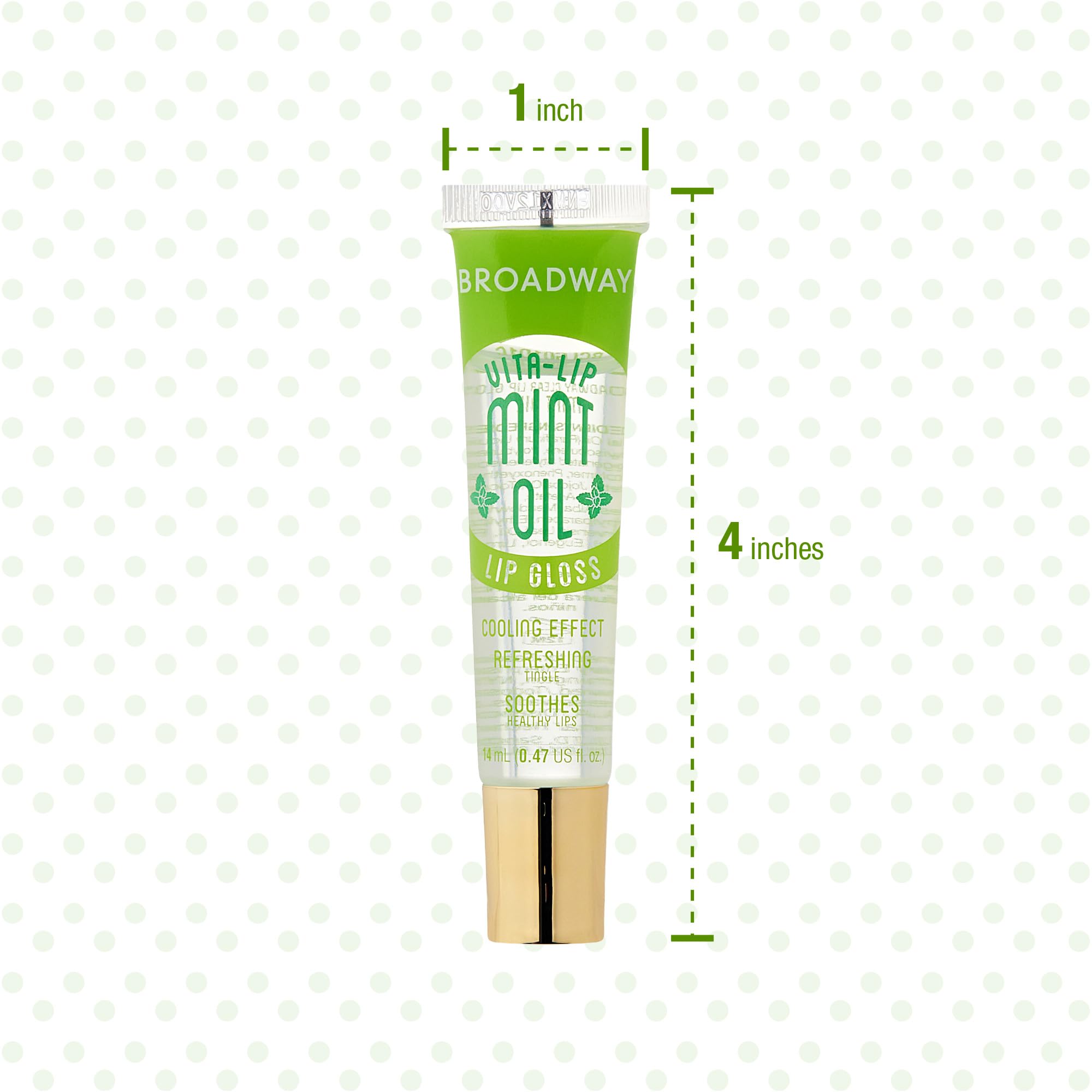 Ruby Kisses Broadway Vita-Lip gloss on lips demonstrates high shine and cooling feel