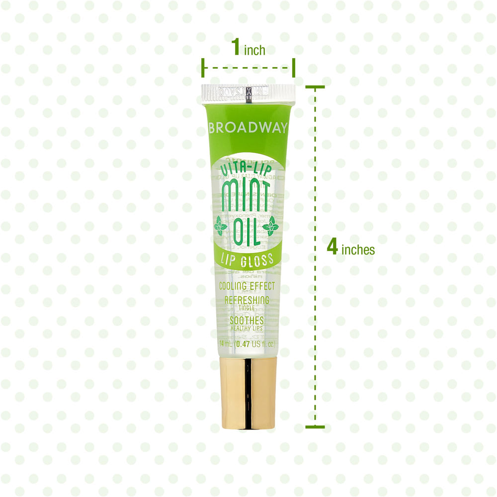 Ruby Kisses Broadway Vita-Lip gloss on lips demonstrates high shine and cooling feel