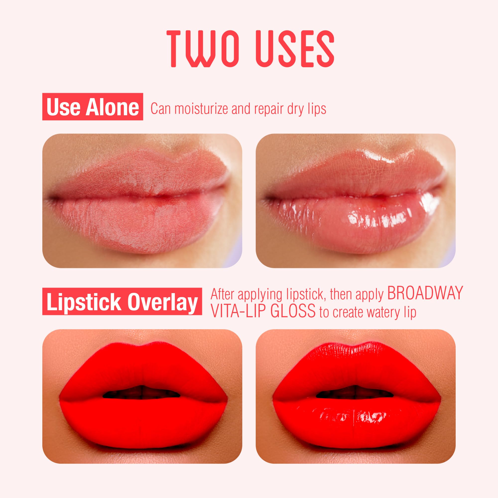 Ruby Kisses Broadway Vita-Lip gloss peach packaging with easy twist cap