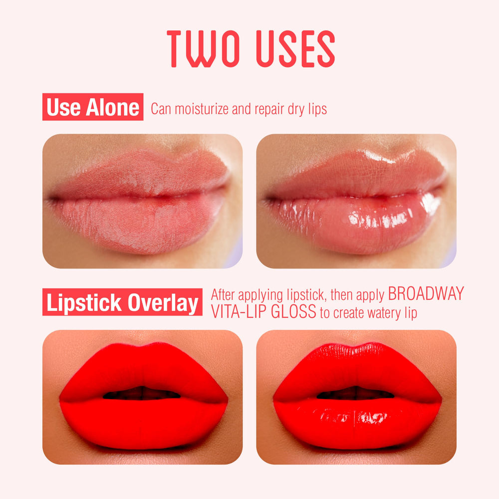Ruby Kisses Broadway Vita-Lip gloss peach packaging with easy twist cap